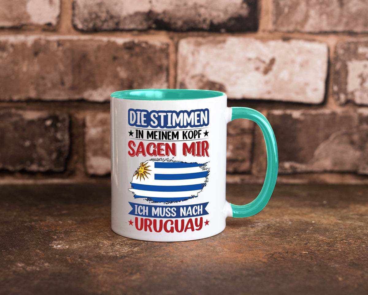 Uruguay | Urlaub Stimmen in meinem Kopf Traumland Geschenk Humor Geschenkidee Tasse