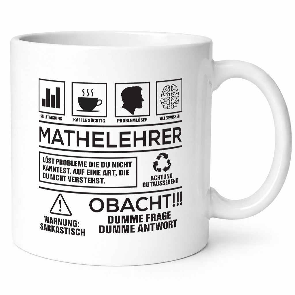 Achtung Probleme Mathelehrer | Lehrer Mathe Humor Geschenkidee Tasse