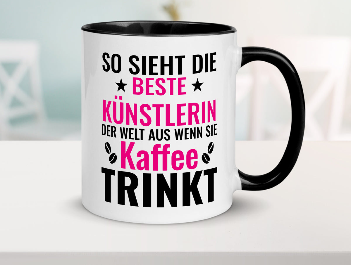 Kaffee trinkt: Künstlerin | Kunst Geschenk Humor Geschenkidee lustiger Spruch Tasse