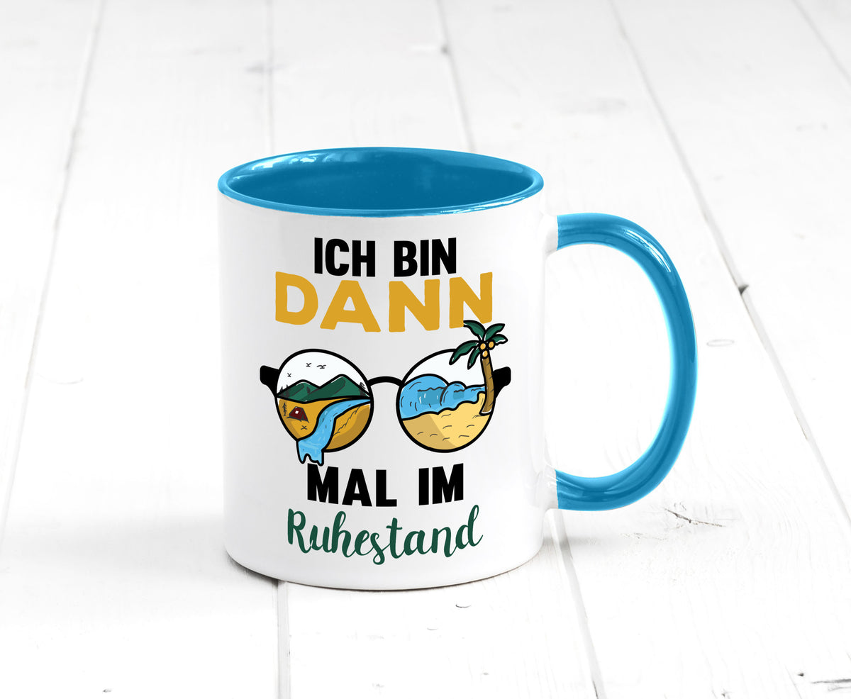 Bin dann mal im Ruhestand | Sonnenbrille Palme Meer lustig Jubiläum Geschenk Tasse