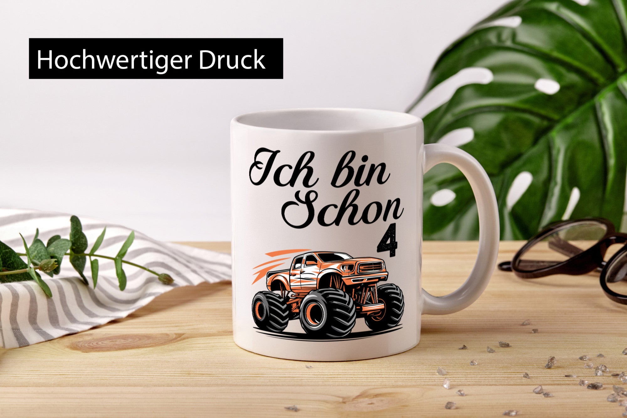 4. Geburtstag | Monster truck 4 Jahre Geschenkidee Humor Tasse