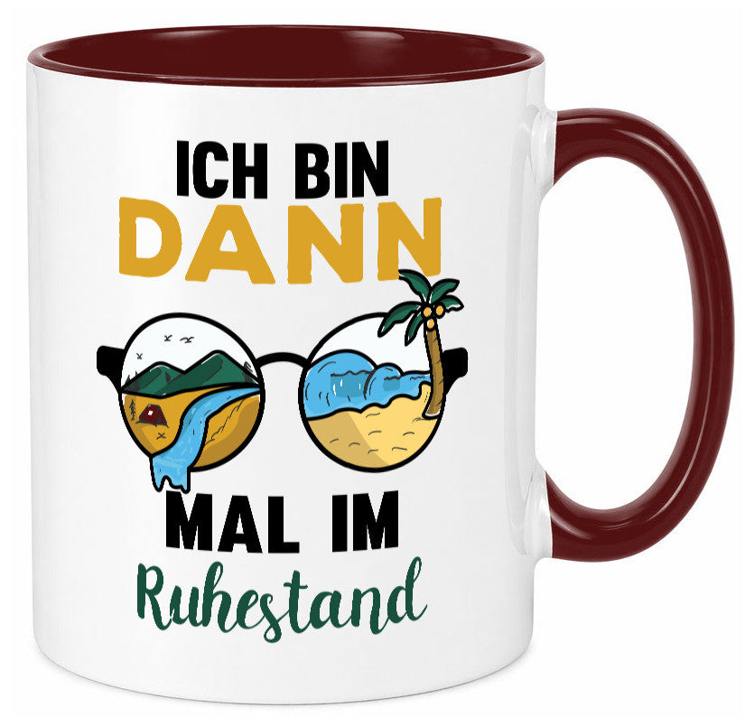Bin dann mal im Ruhestand | Sonnenbrille Palme Meer lustig Jubiläum Geschenk Tasse