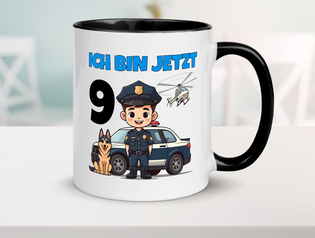 9. Geburtstag | 9 Jahre Polizei Kind Polizeiauto lustig Geschenkidee Geschenk Tasse