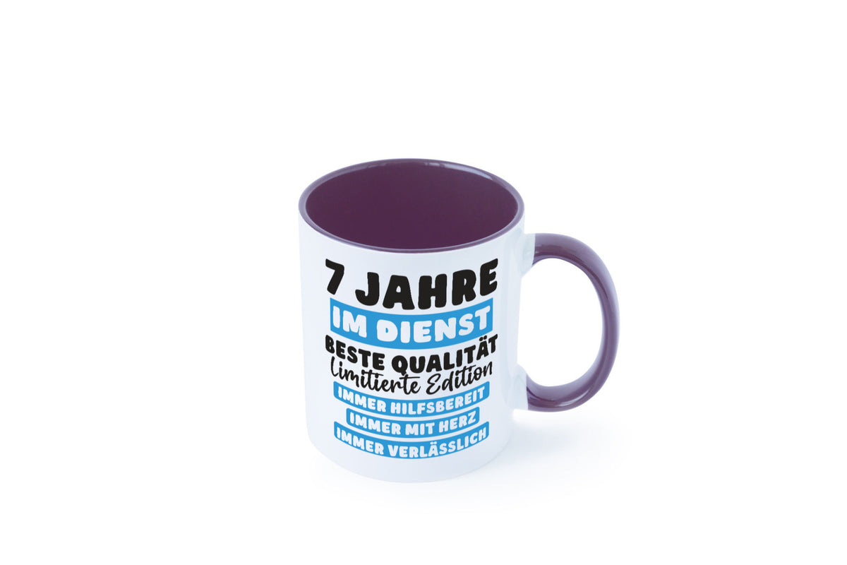 7 Jahre im Dienst | Jubiläum Arbeit v6 lustig Kollegen Büro Geschenk Tasse