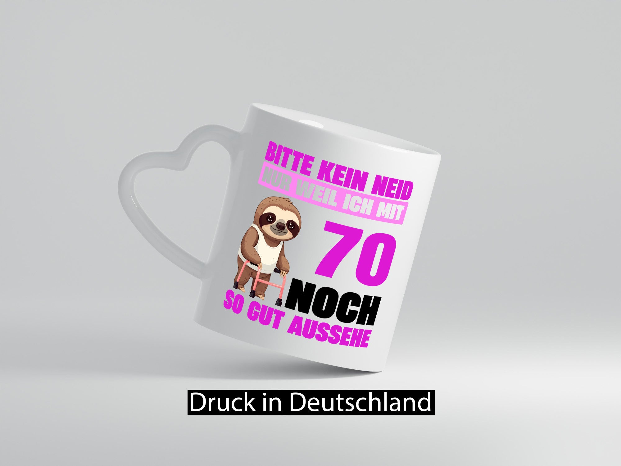 70. Geburtstag | Bitte kein neid Faultier 70 Jahre v2 Humor Geschenkidee Tasse