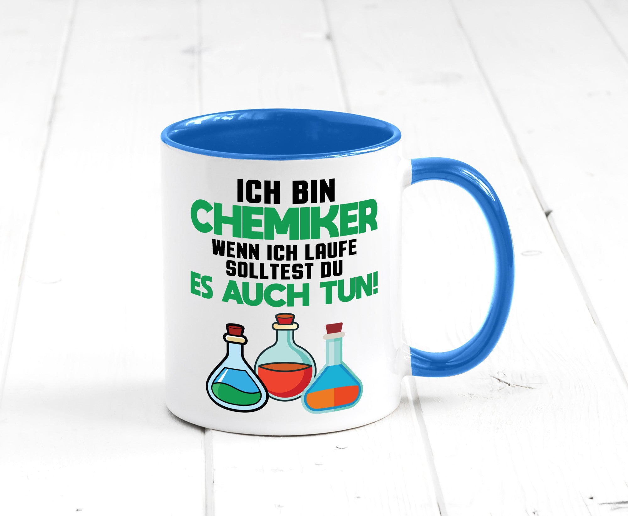Ich bin chemiker wnen laufe solltest du es auch tun Humor Geschenkidee Tasse