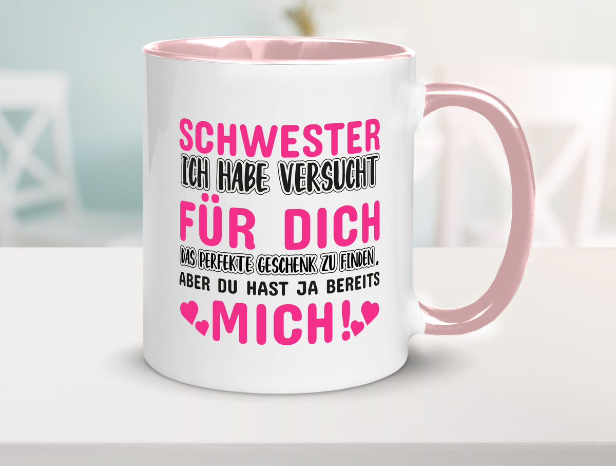 Schwester Tasse | lustiger Spruch Geschwisterliebe v2 Humor Geschenkidee