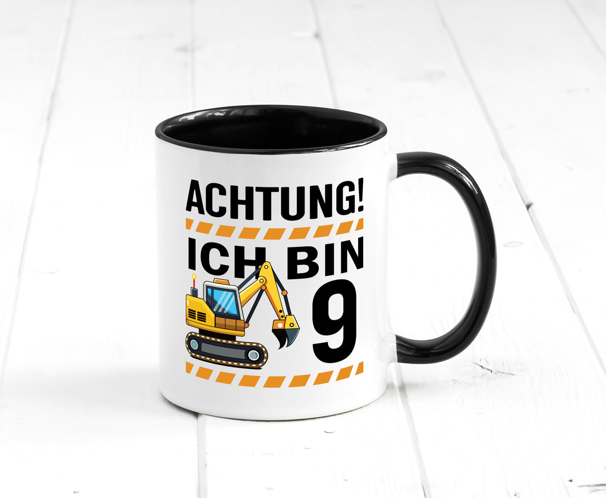 9 Geburtstag Ich bin | Bagger Junge lustiger Spruch Geschenk Geschenkidee Tasse