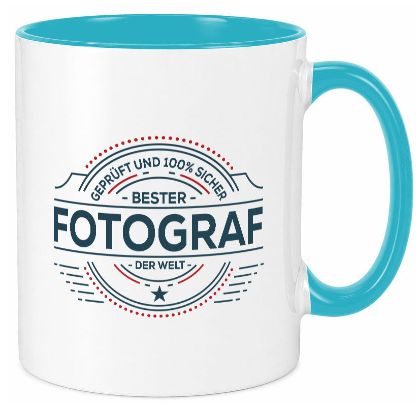 Geprüft und sicher: Fotograf | Fotografie Kamera Humor Geschenkidee Tasse