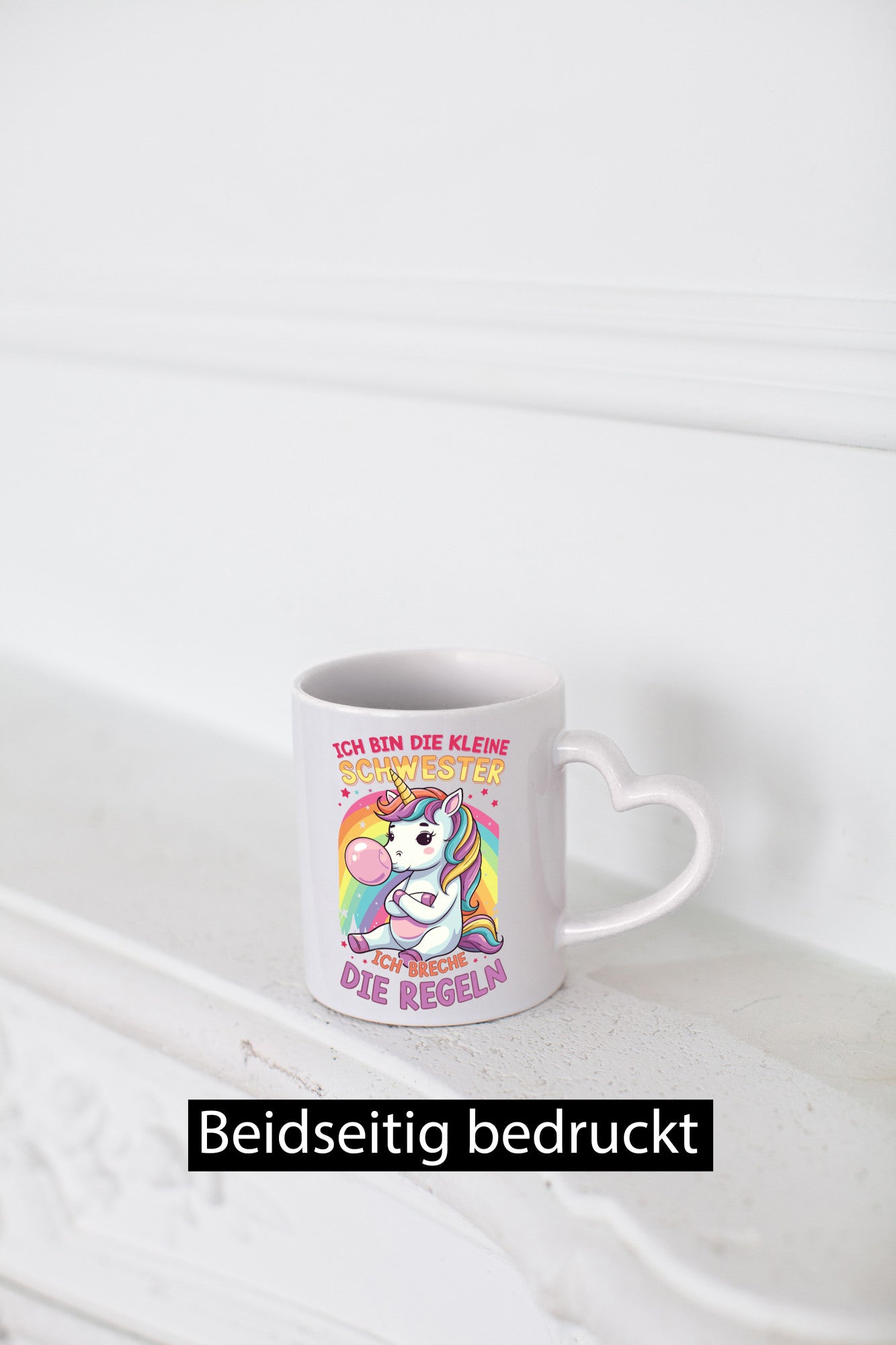 Bin die Kleine schwester ich breche Regeln | Einhorn Humor Geschenkidee Tasse