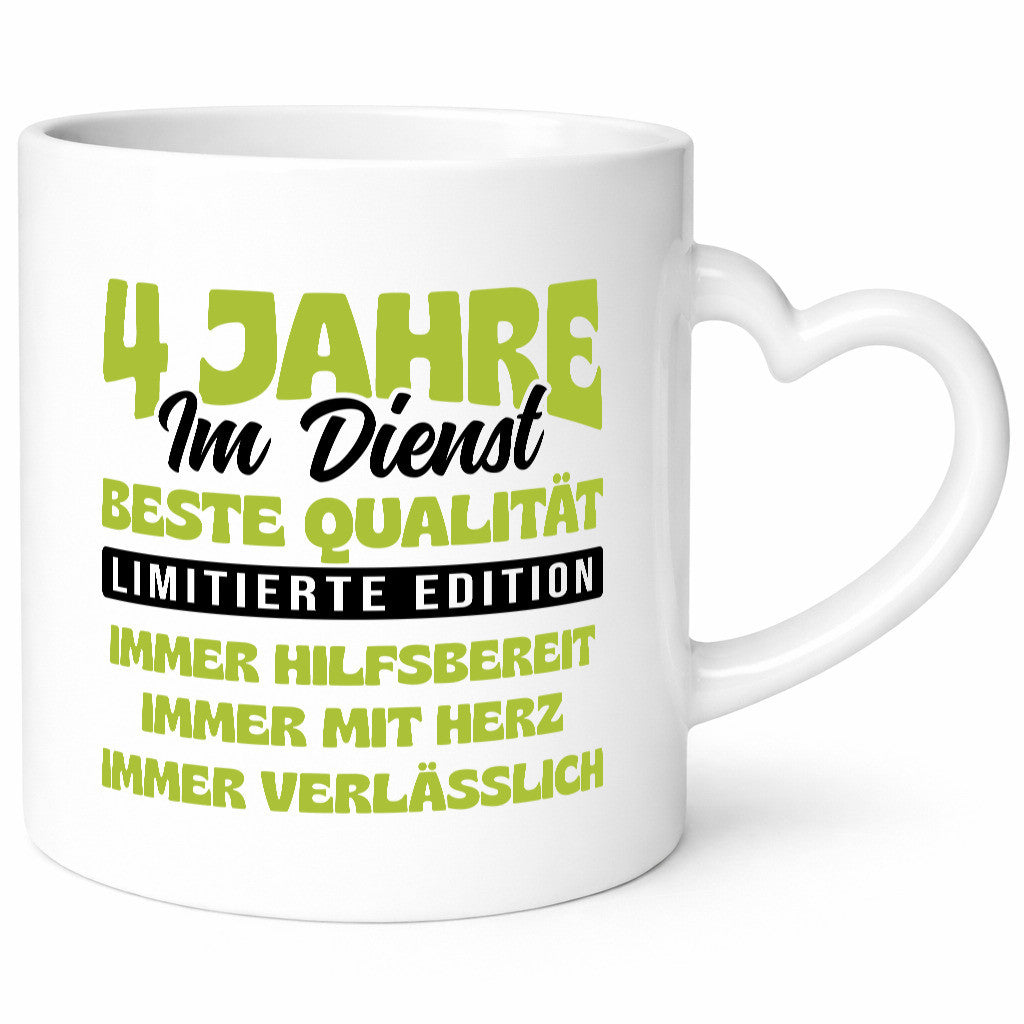 4 Jahre im Dienst | Jubiläum Arbeit v4 Geschenkidee Kollegen Büro Humor Tasse
