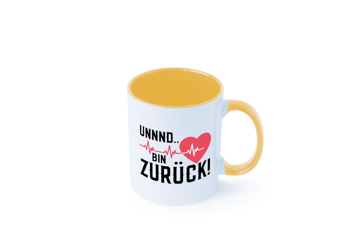 Bin zurück | Herzschlag Reanimation Puls Arzt Klinik Geschenk Humor Tasse