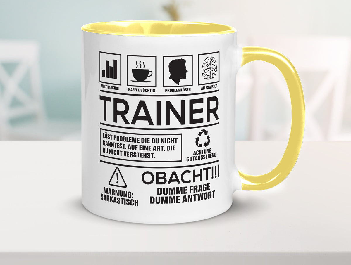 Achtung Probleme Trainer | Verein Sport lustig Humor Geschenkidee Geschenk Tasse