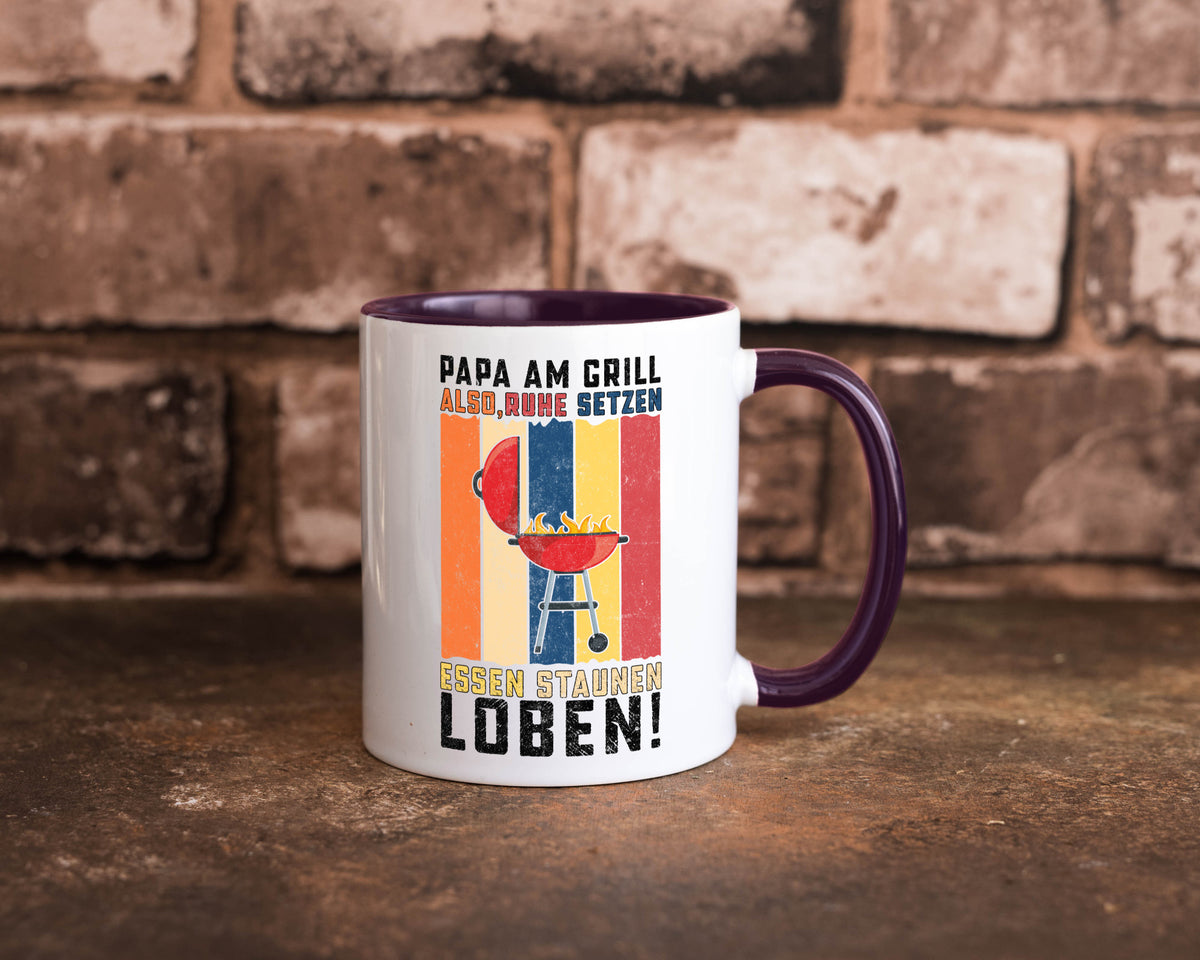 Papa am Grill | Grillmeister BBQ Grillabend v2 Geschenkidee Humor Tasse