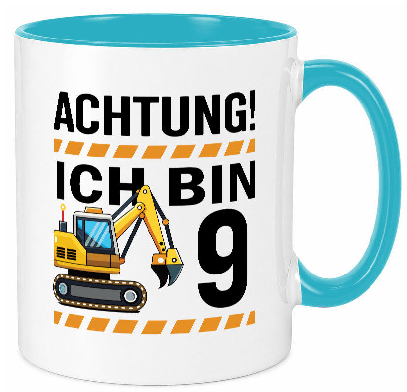 9 Geburtstag Ich bin | Bagger Junge lustiger Spruch Geschenk Geschenkidee Tasse