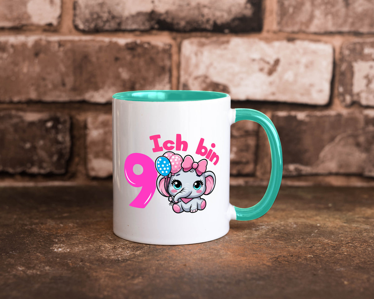 9. Geburtstag | 9 Jahre Elefant Mädchen Geschenk Geschenkidee lustiger Spruch Tasse