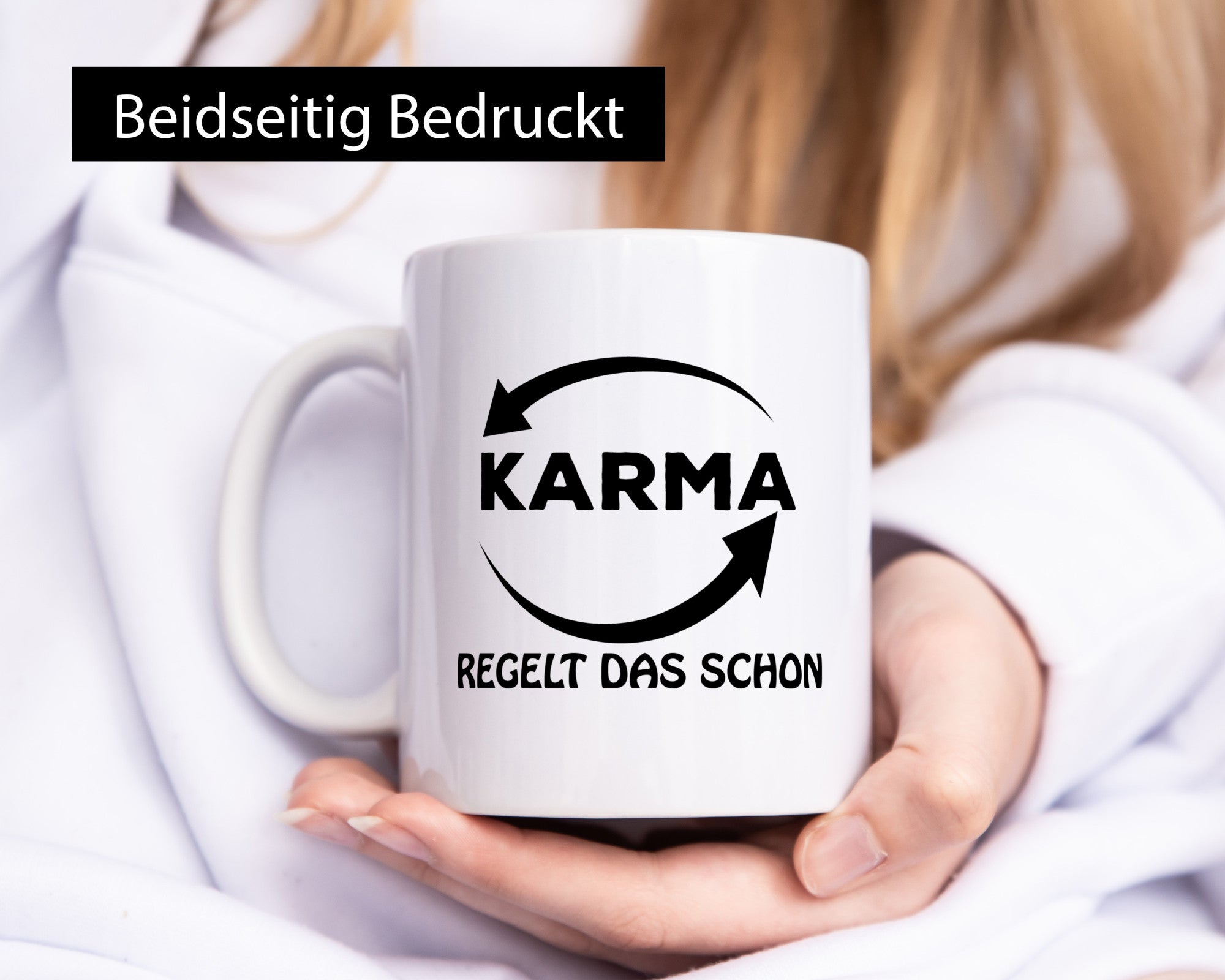 Karma regelt das lustig Humor Geschenkidee Geschenk Tasse