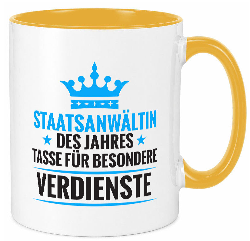 Besonderer Verdienst: Staatsanwältin | Anwältin lustiger Spruch Geschenk Humor Tasse