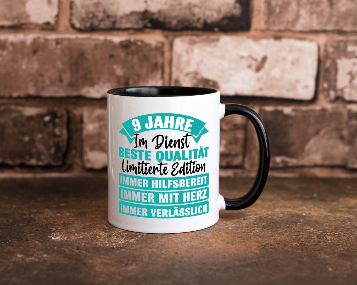 9 Jahre im Dienst | Jubiläum Arbeit Humor Kollegen Büro Geschenkidee Tasse