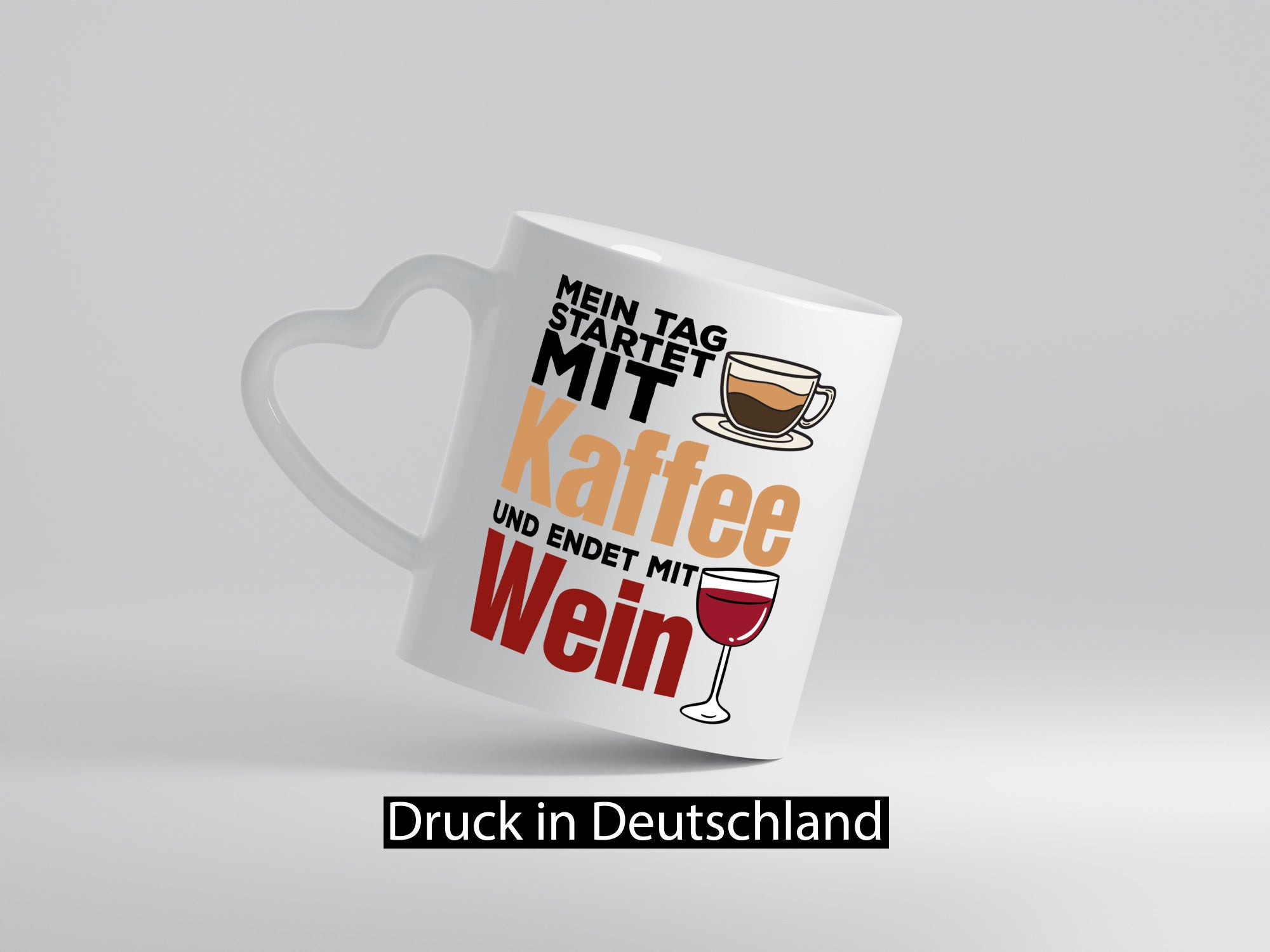 Kaffee und Wein | Kaffeetrinker Tasse Weintrinker Humor Geschenkidee