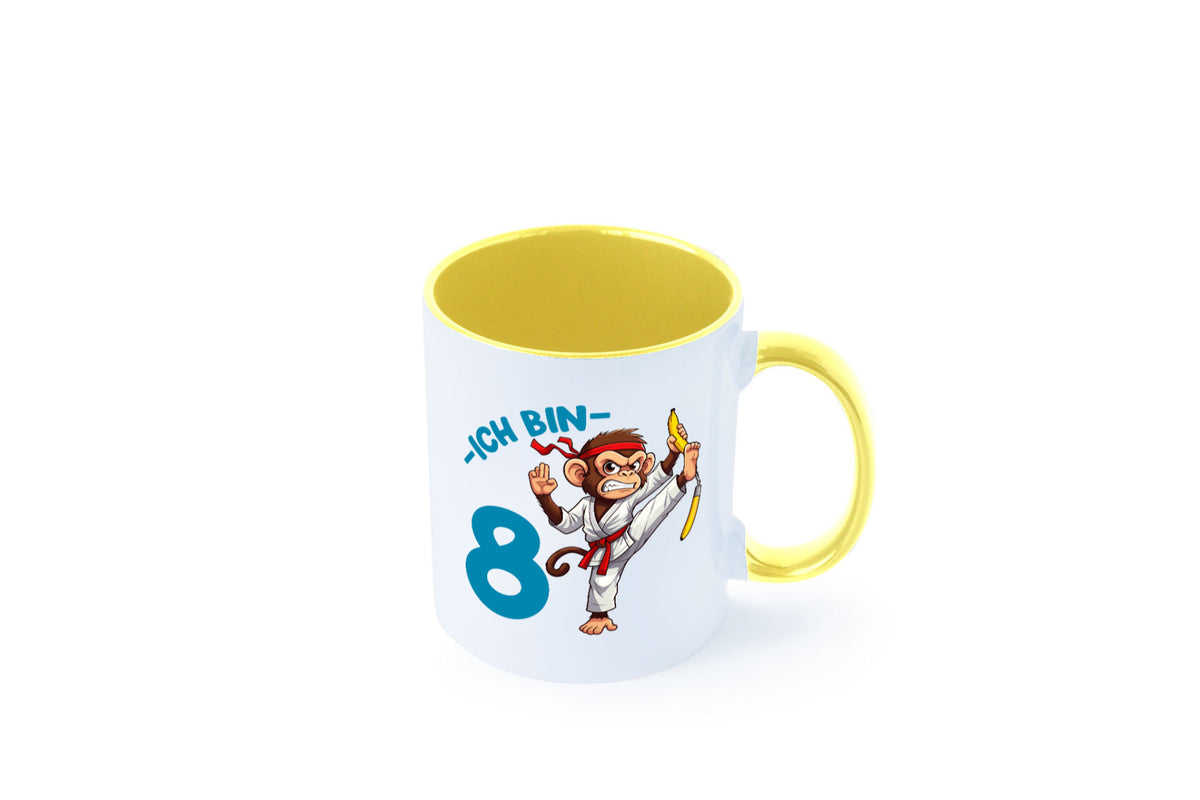 Ich bin 8 | 8. Geburtstag Karate Kampfsport Affe lustiger Spruch Geschenk Tasse