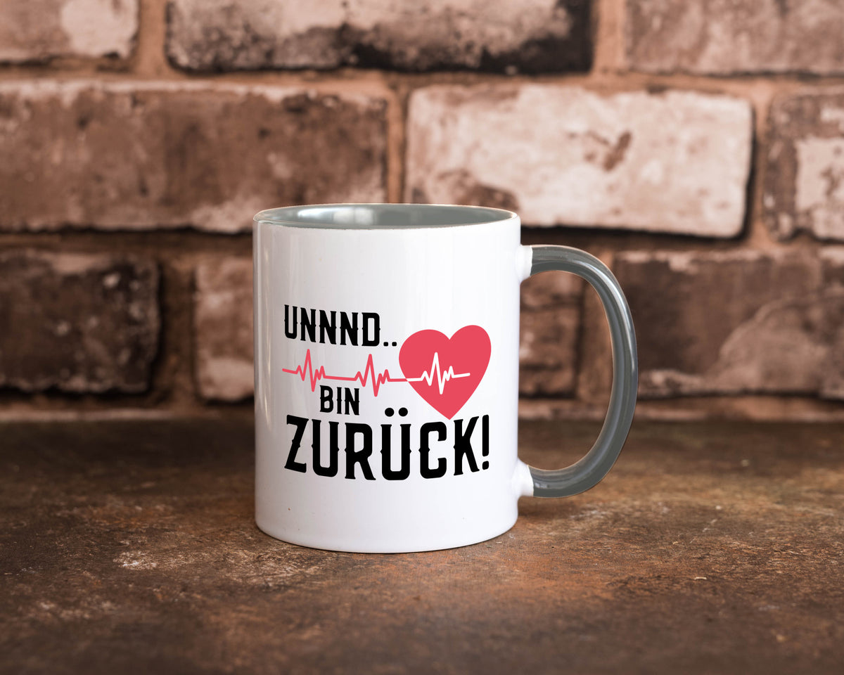 Bin zurück | Herzschlag Reanimation Puls Arzt Klinik Geschenk Humor Tasse