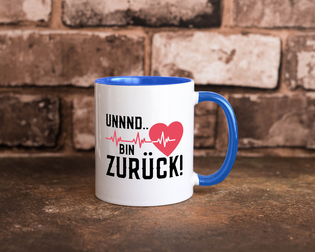 Bin zurück | Herzschlag Reanimation Puls Arzt Klinik Geschenk Humor Tasse