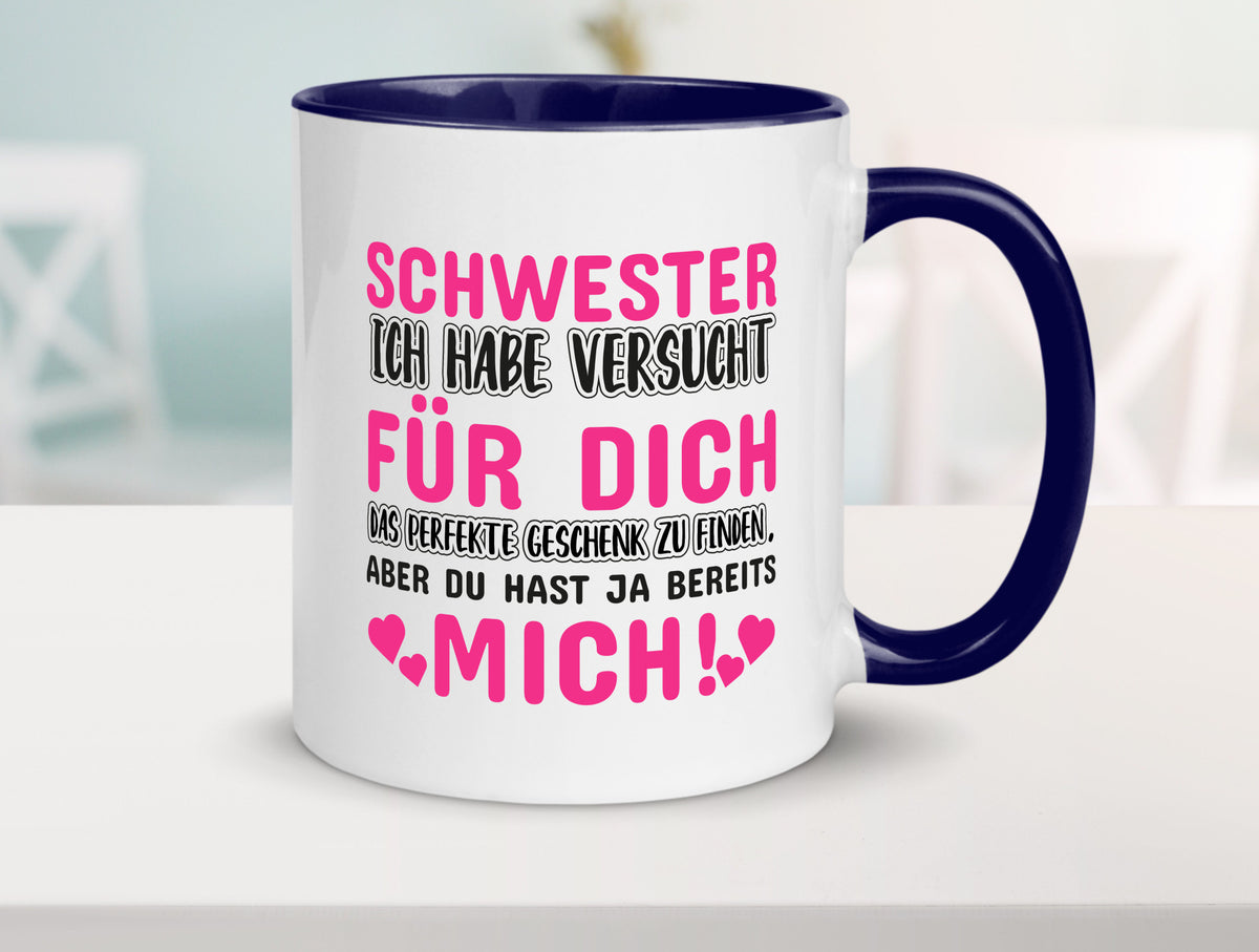 Schwester Tasse | lustiger Spruch Geschwisterliebe v2 Humor Geschenkidee