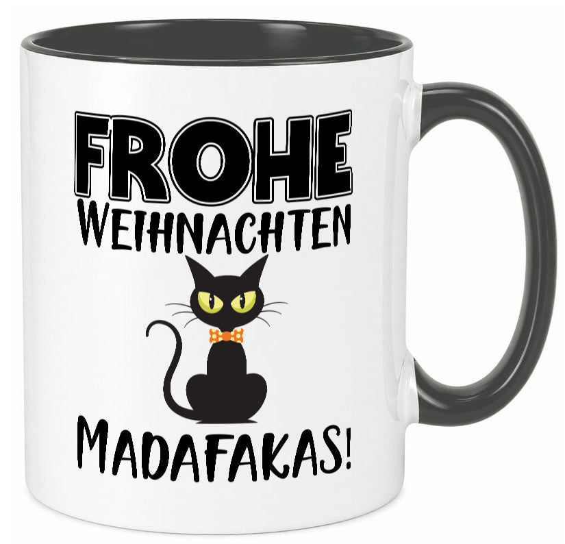 Frohe Weihnachten Madafakas! | Katze Tasse Vintage lustiger Spruch Geschenk