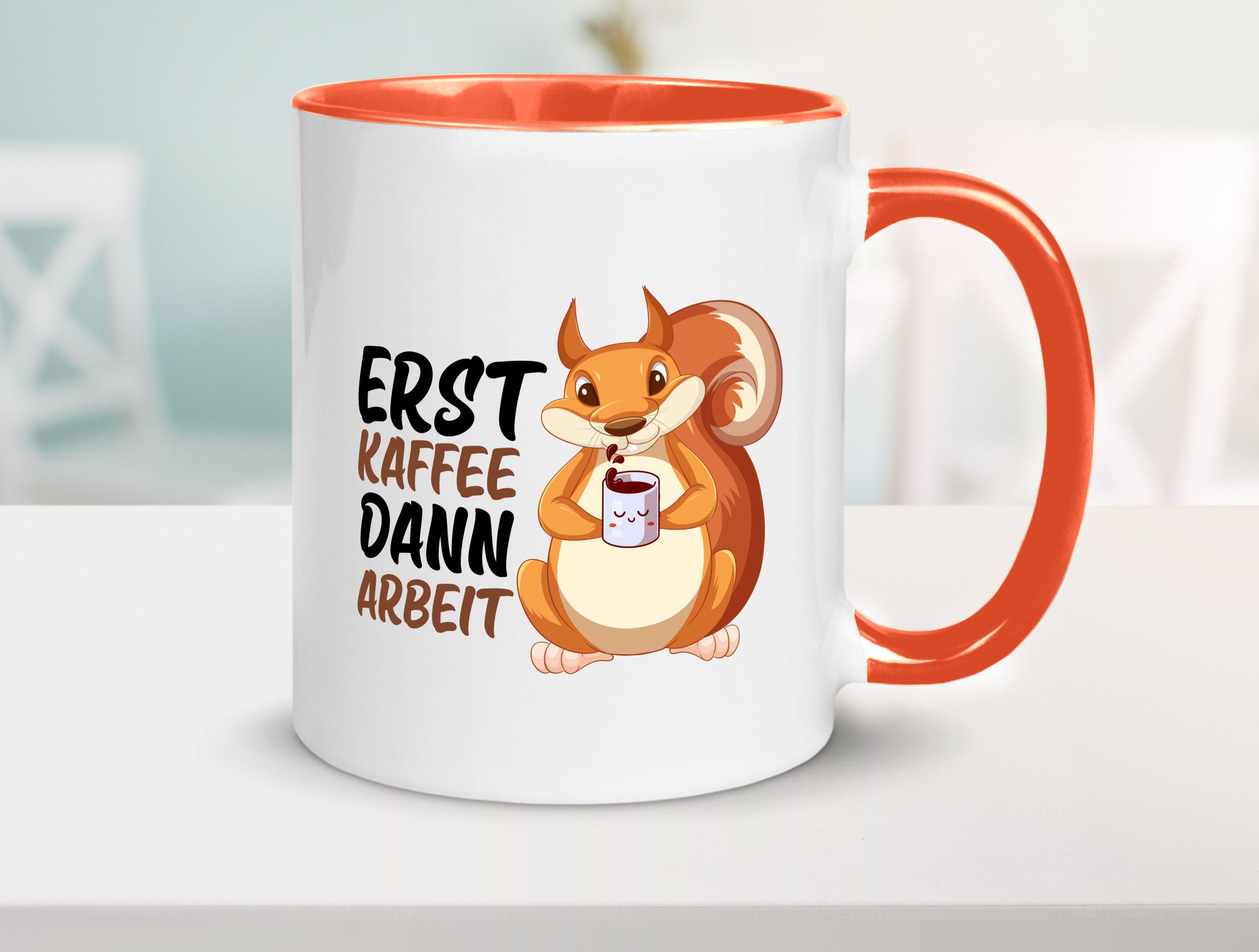 Erst Kaffee dann Arbeit | Büro Eichhörnchen Kaffeefreund Humor Kollegen