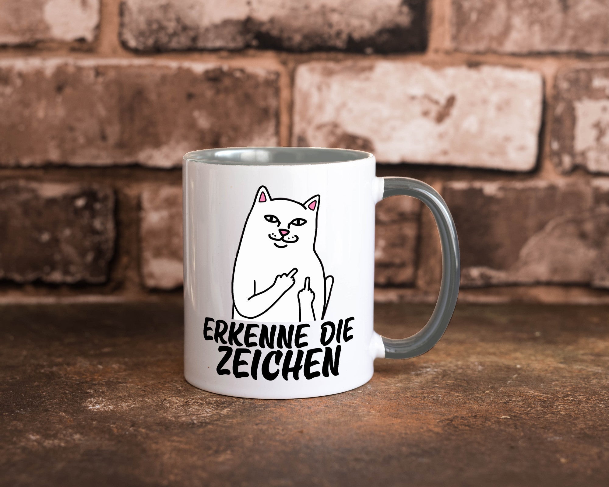 Erkenne die Zeichen | Katze Schatten Mittelfinger Geschenk Tierliebhaber Humor