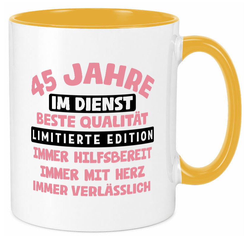 45 Jahre im Dienst | Jubiläum Arbeit v11 Geschenk Kollegen Büro lustiger Spruch Tasse