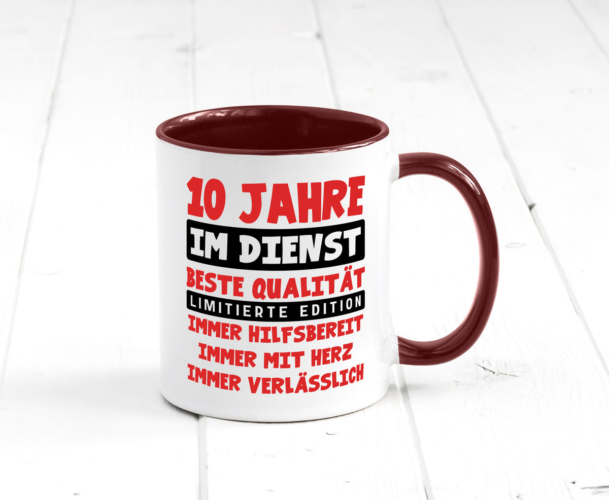 10 Jahre im Dienst | Jubiläum Arbeit v9 lustig Kollegen Büro Geschenk Tasse
