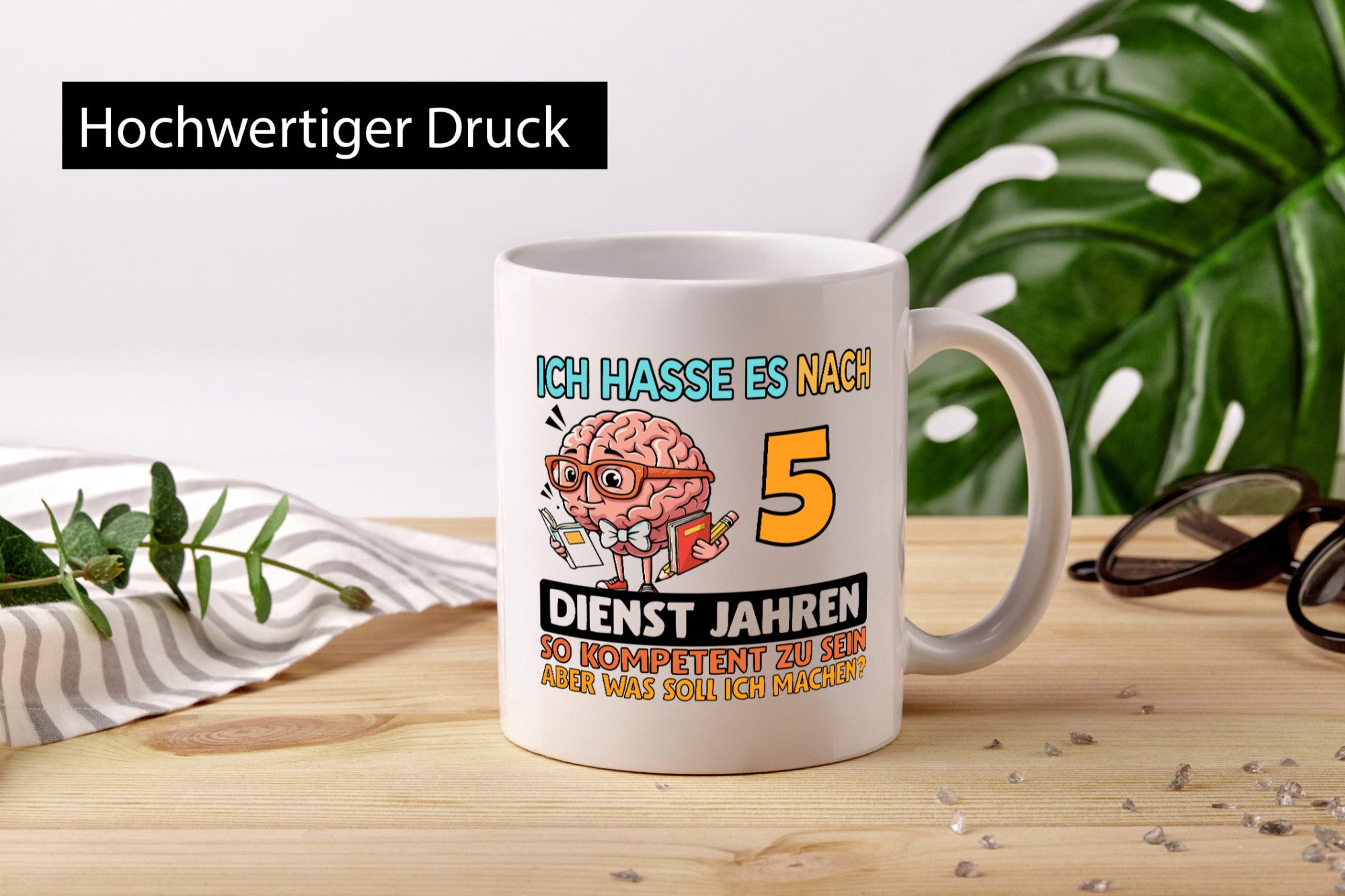 5 Dienstjahre | Arbeit Kompetent lustiger Spruch Geschenk Kollegen Büro Tasse