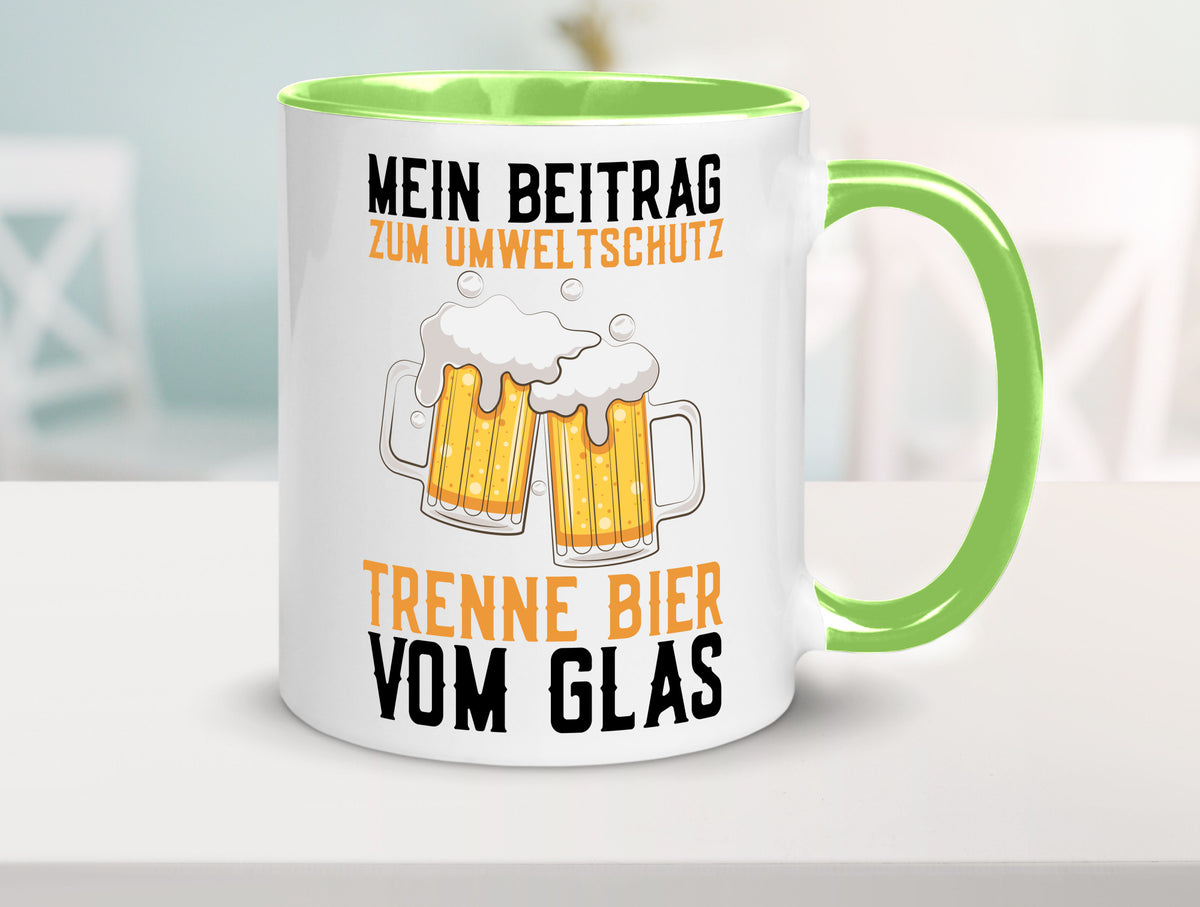 Beitrag zum Umweltschutz | Biertrinker Party Pils lustiger Spruch Geschenk Tasse