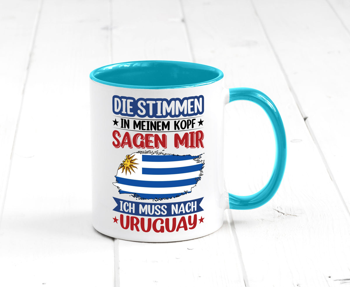 Uruguay | Urlaub Stimmen in meinem Kopf Traumland Geschenk Humor Geschenkidee Tasse
