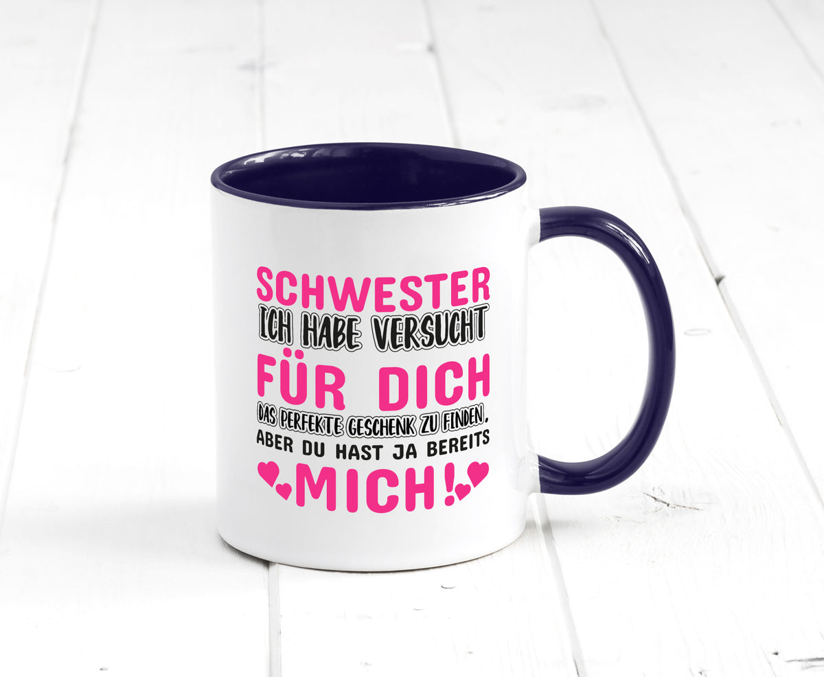 Schwester Tasse | lustiger Spruch Geschwisterliebe v2 Humor Geschenkidee