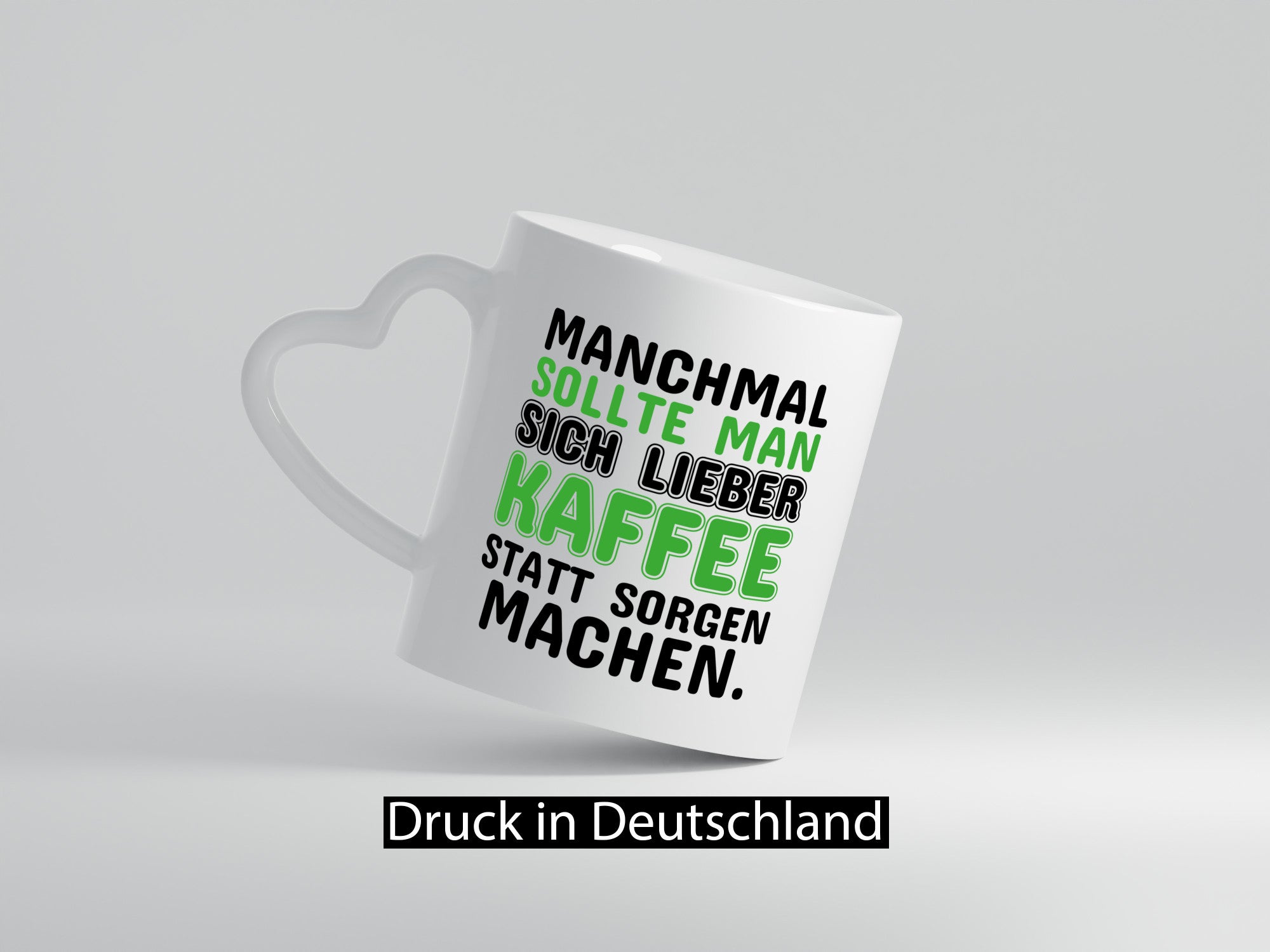 Kaffee statt sorgen lustiger Spruch Geschenk Humor Geschenkidee Tasse