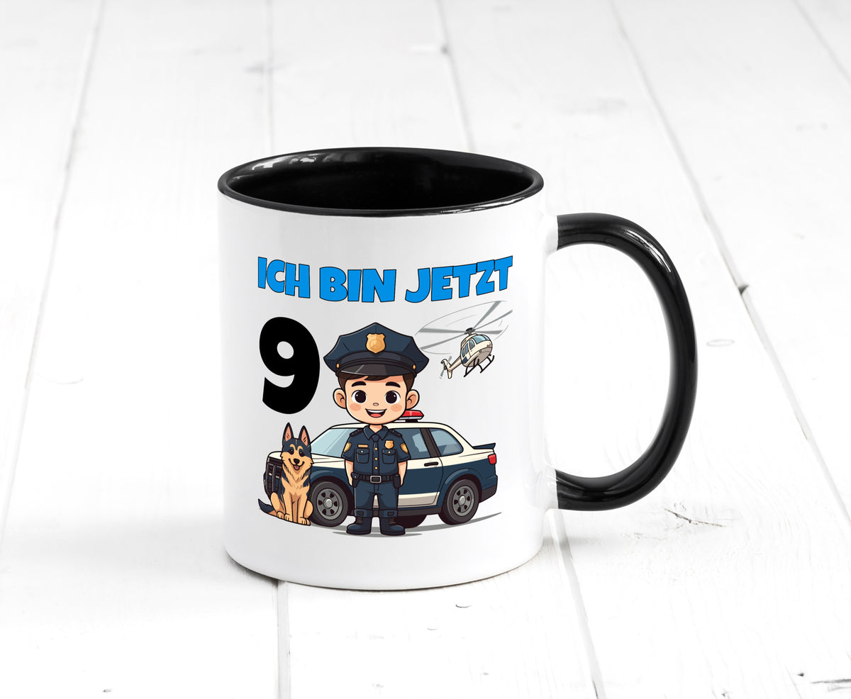 9. Geburtstag | 9 Jahre Polizei Kind Polizeiauto lustig Geschenkidee Geschenk Tasse