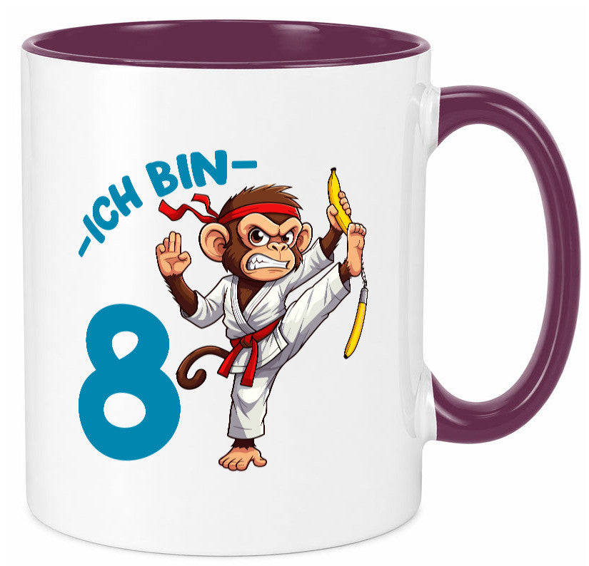 Ich bin 8 | 8. Geburtstag Karate Kampfsport Affe lustiger Spruch Geschenk Tasse