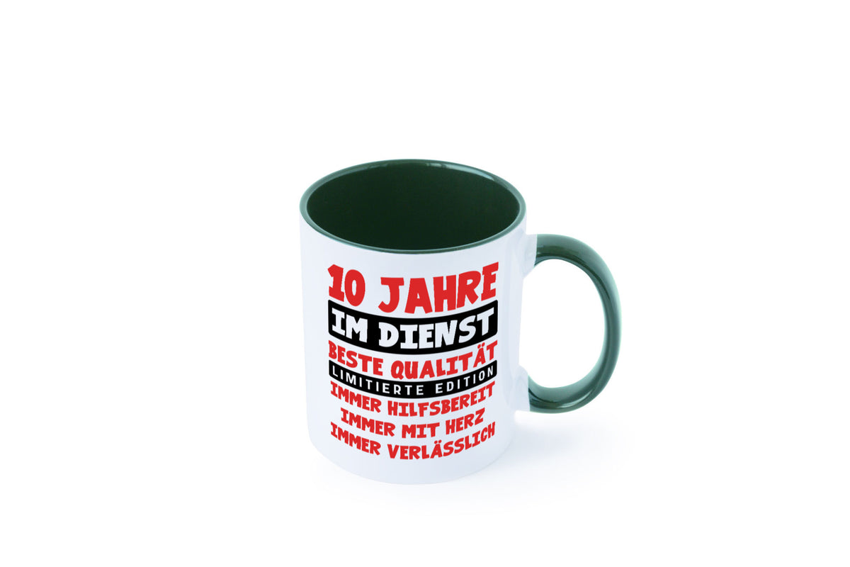 10 Jahre im Dienst | Jubiläum Arbeit v9 lustig Kollegen Büro Geschenk Tasse