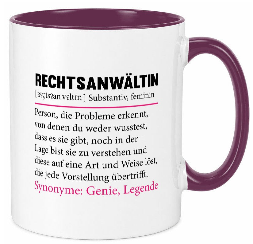 Rechtsanwältin | Spruch Jurstin Anwältin Humor v2 lustiger Geschenk Tasse