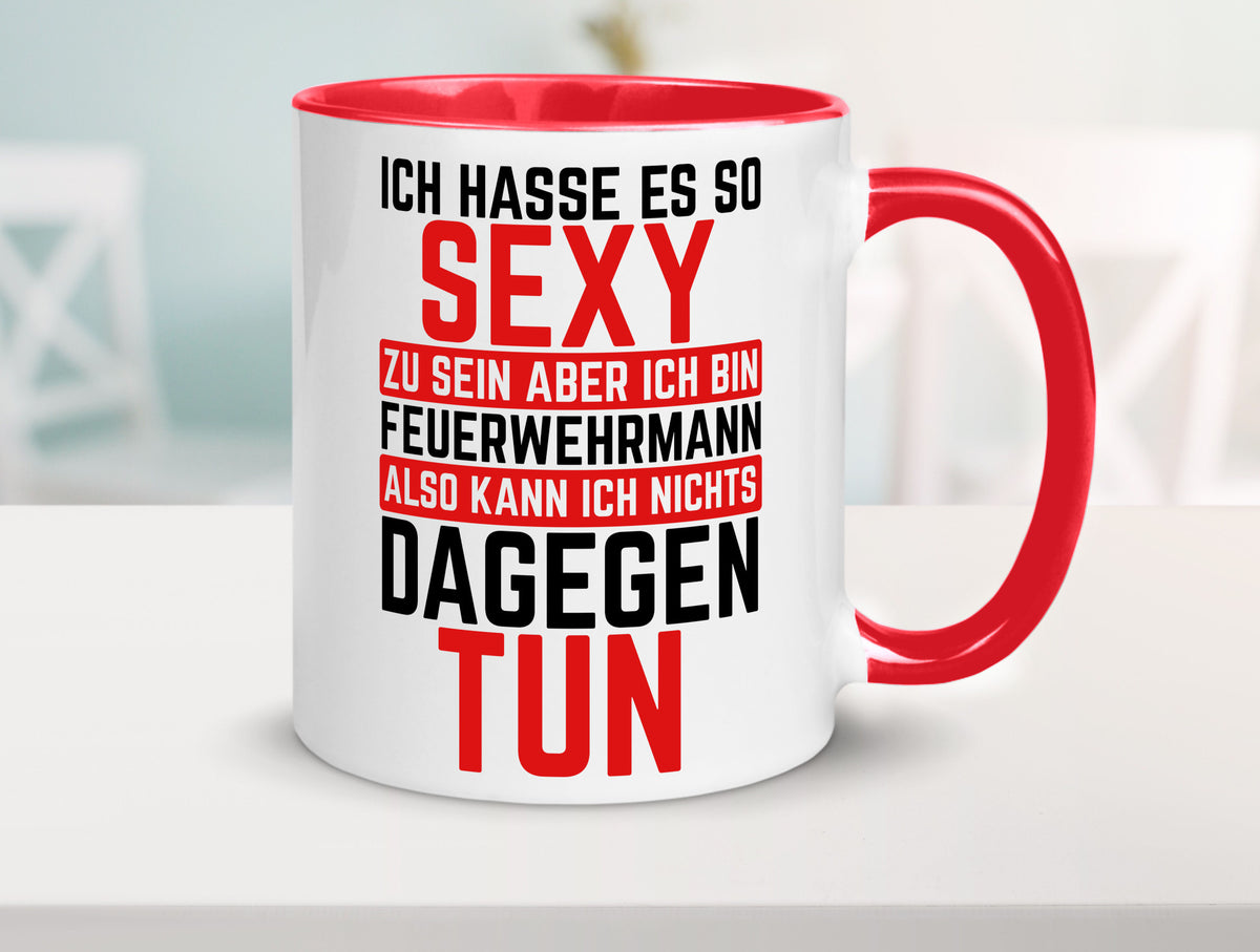 Sexy Feuerwehrmann | Helden Flammen Brandeinsatz lustig Humor Geschenkidee Tasse