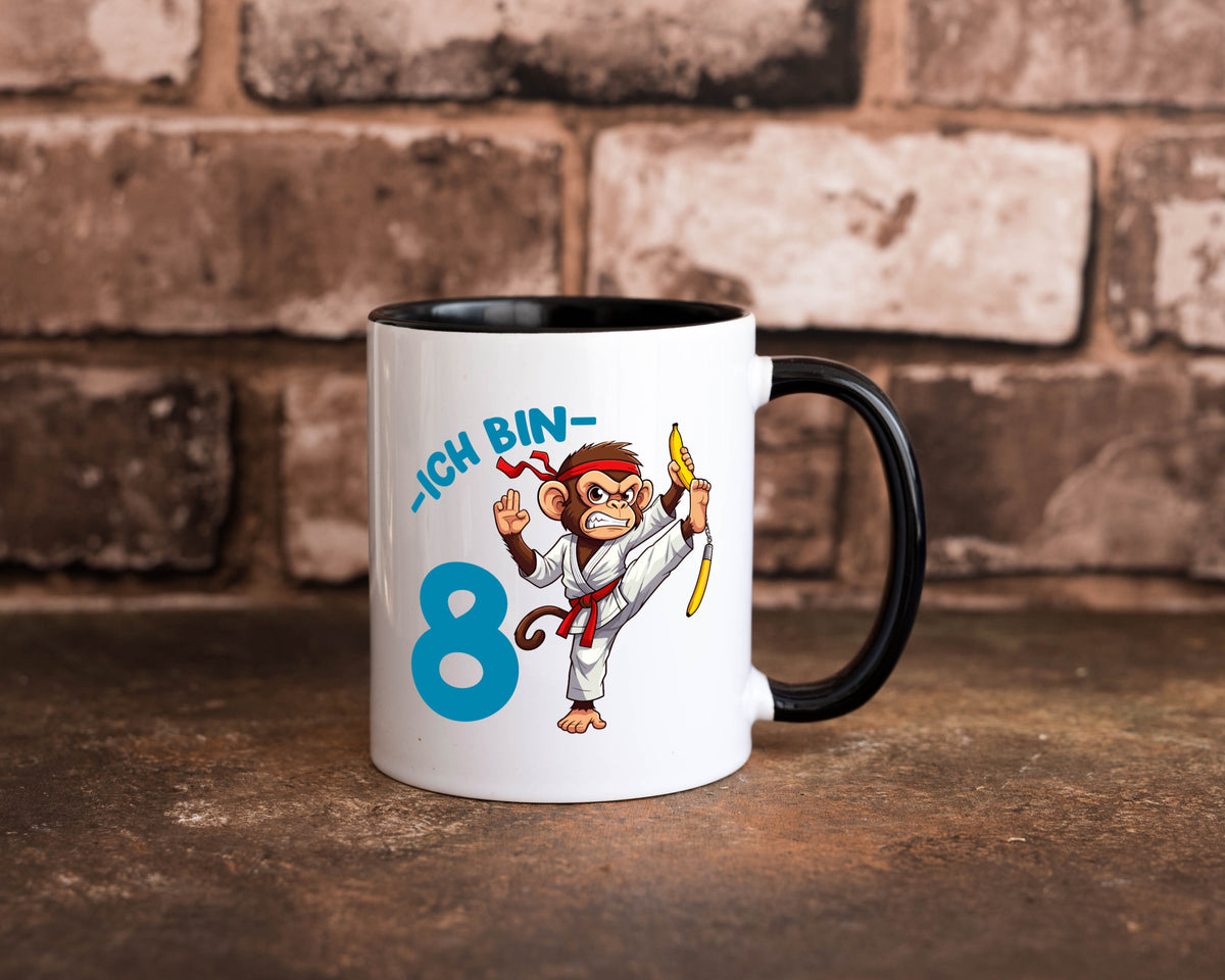 Ich bin 8 | 8. Geburtstag Karate Kampfsport Affe lustiger Spruch Geschenk Tasse