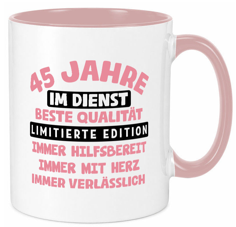 45 Jahre im Dienst | Jubiläum Arbeit v11 Geschenk Kollegen Büro lustiger Spruch Tasse