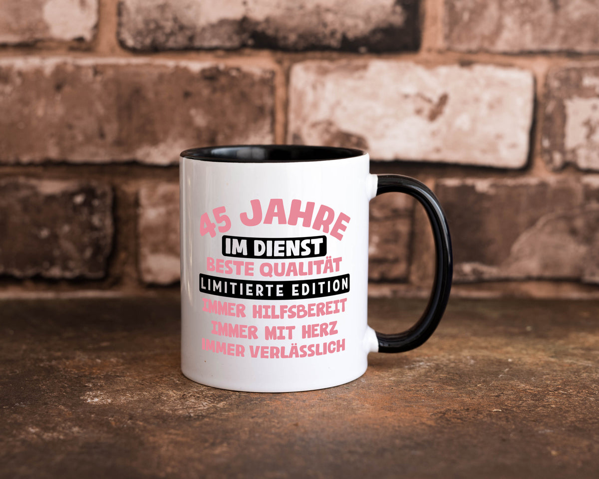 45 Jahre im Dienst | Jubiläum Arbeit v11 Geschenk Kollegen Büro lustiger Spruch Tasse