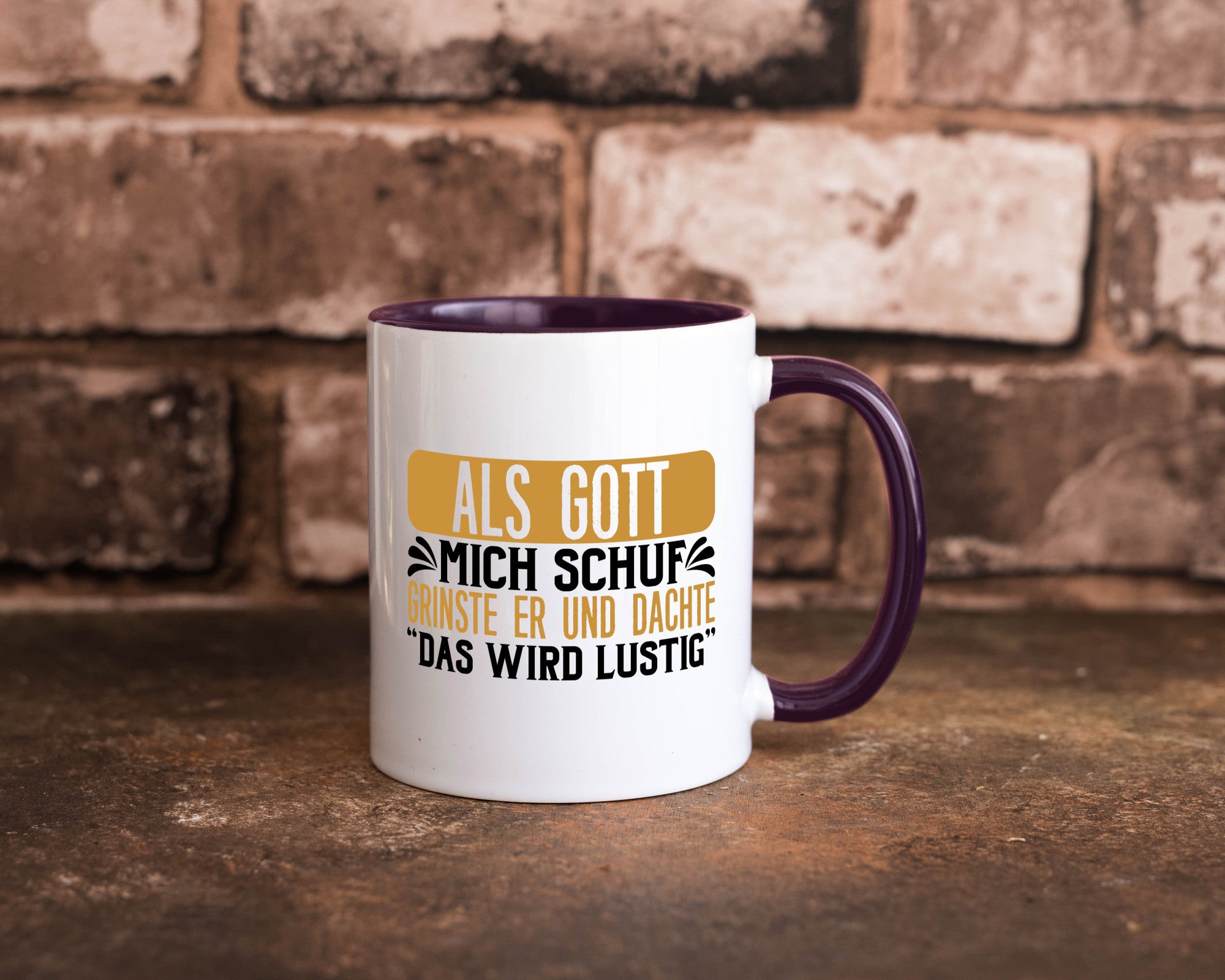 Als Gott mich Schuf Grinste er lustiger Spruch Geschenk Humor Geschenkidee Tasse