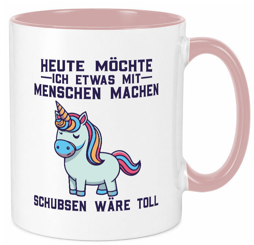 Heute möchte ich Menschen schubsen | Einhorn v2 Geschenk Humor Geschenkidee