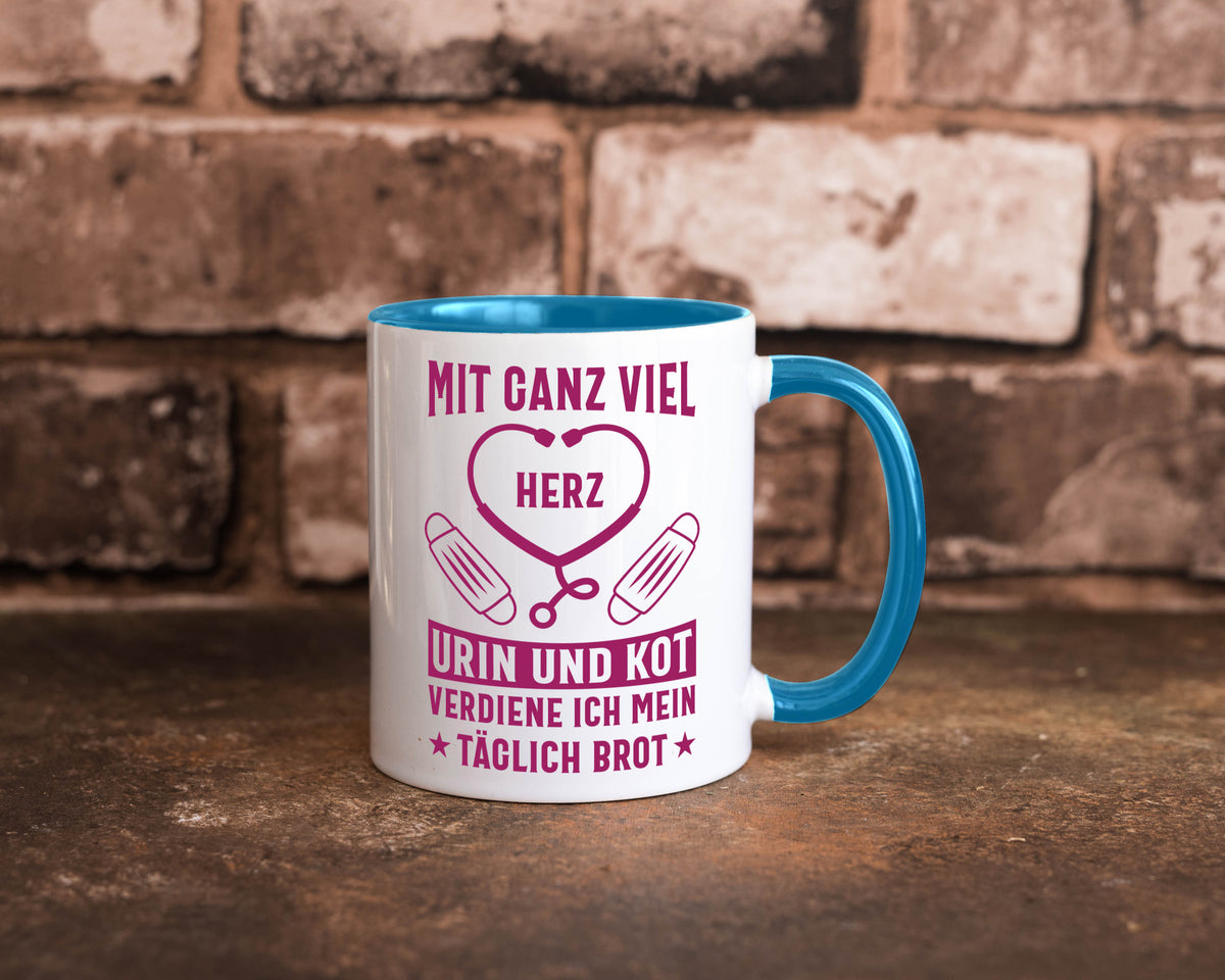 Herz, Urin, Kot, damit verdien ich mein Brot | Stethoskop Geschenk Humor Tasse
