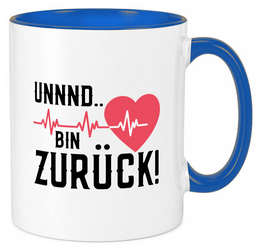 Bin zurück | Herzschlag Reanimation Puls Arzt Klinik Geschenk Humor Tasse